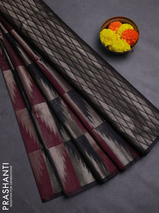Wine & Black Semi Dupion Saree