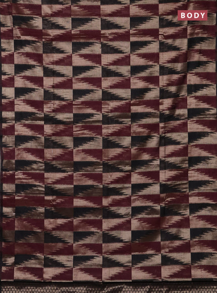 Wine & Black Semi Dupion Saree