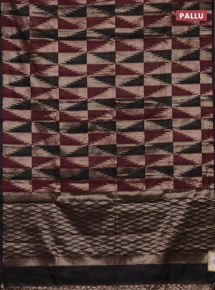 Wine & Black Semi Dupion Saree