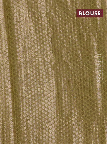 Mustard Yellow & Green Semi Dupion Saree