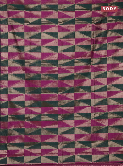 Green & Magenta Pink Semi Dupion Saree