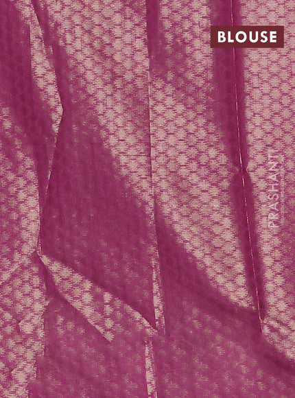 Green & Magenta Pink Semi Dupion Saree