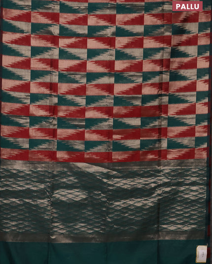 Maroon & Peacock Green Semi Dupion Saree