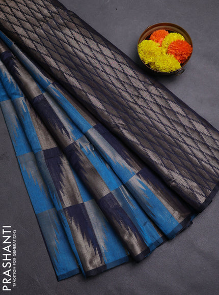 Cs Blue & Navy Blue Semi Dupion Saree