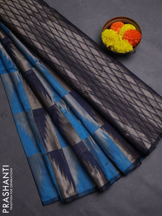 Cs Blue & Navy Blue Semi Dupion Saree