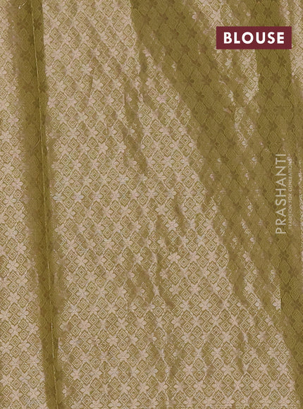 Mustard Yellow & Green Semi Dupion Saree