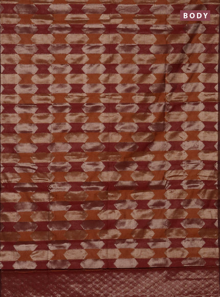 Orange & Maroon Semi Dupion Saree