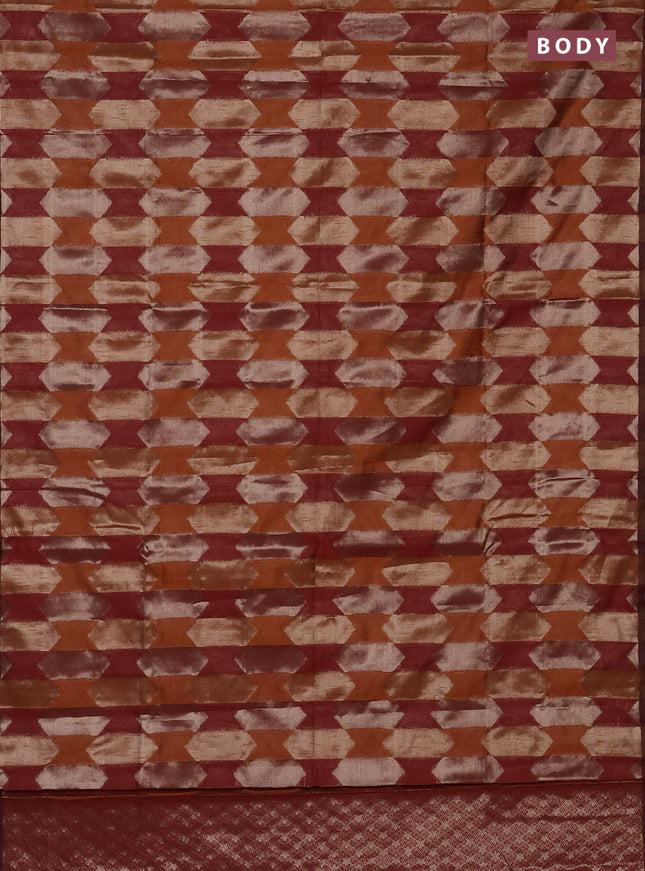 Orange & Maroon Semi Dupion Saree