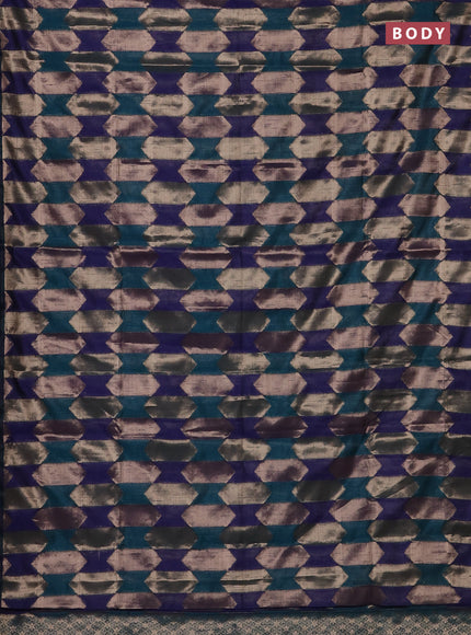 Navy Blue & Peacock Green Semi Dupion Saree