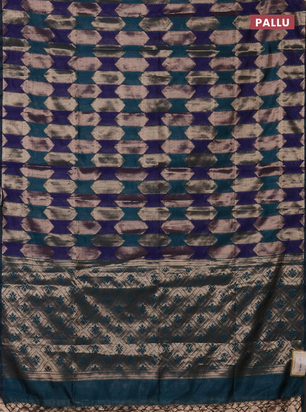 Navy Blue & Peacock Green Semi Dupion Saree