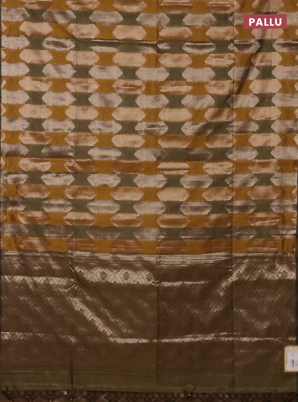 Mustard Yellow & Mehendi Green Semi Dupion Saree