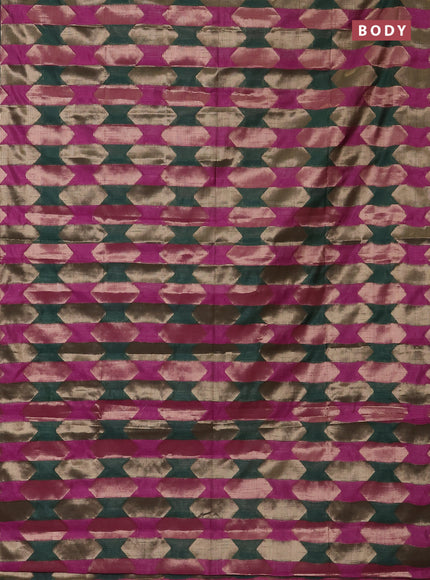 Green & Magenta Pink Semi Dupion Saree