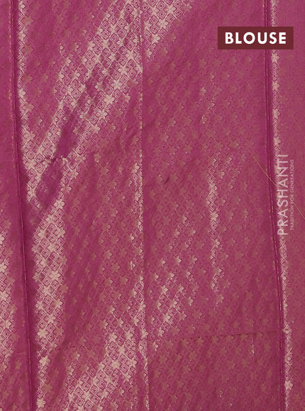 Green & Magenta Pink Semi Dupion Saree