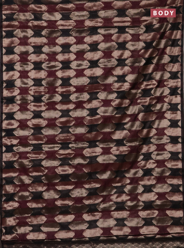 Wine & Black Semi Dupion Saree