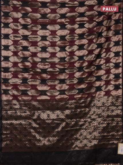 Wine & Black Semi Dupion Saree