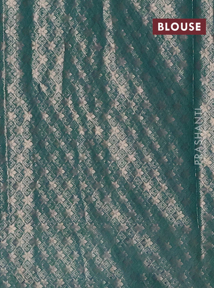 Navy Blue & Peacock Green Semi Dupion Saree