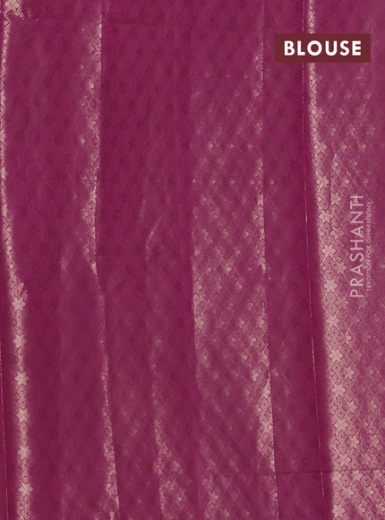 Bottle Green & Magenta Pink Semi Dupion Saree