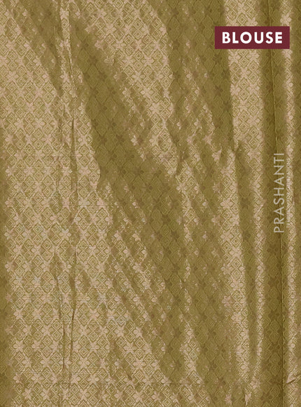 Mustard Yellow & Green Semi Dupion Saree