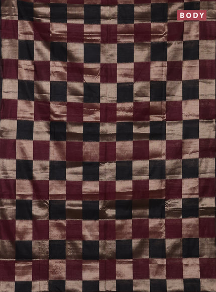 Wine & Black Semi Dupion Saree