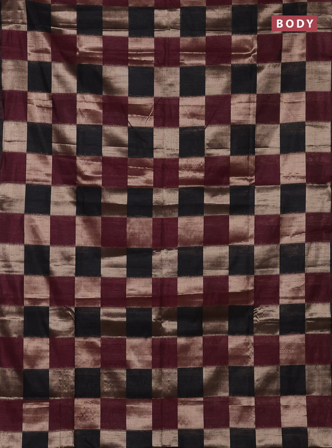 Wine & Black Semi Dupion Saree