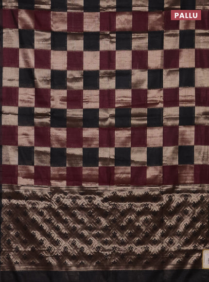 Wine & Black Semi Dupion Saree