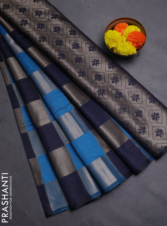 Cs Blue & Navy Blue Semi Dupion Saree