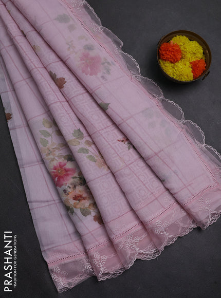 Pink Mul Cotton - Organza Border
