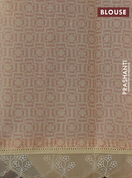Pale Yellow Mul Cotton - Organza Border