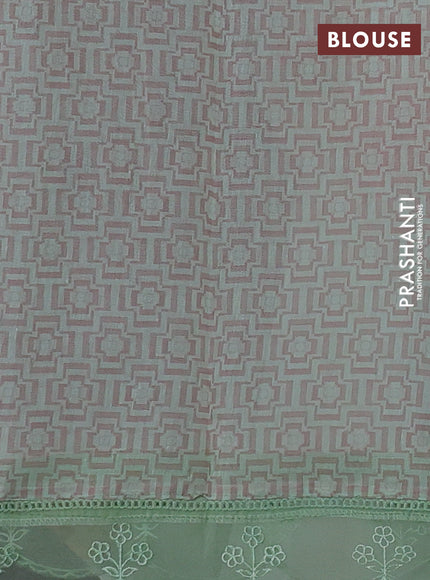 Pista Green Mul Cotton - Organza Border
