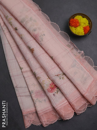 Peach Mul Cotton - Organza Border