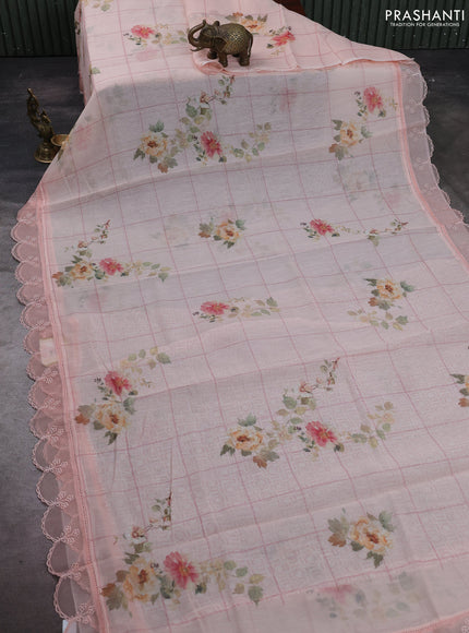 Peach Mul Cotton - Organza Border