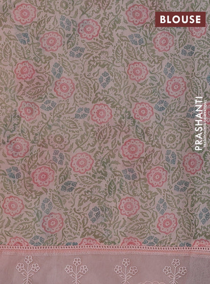 Peach Orange Mul Cotton - Organza Border