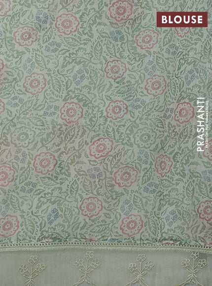 Pista Green Mul Cotton - Organza Border