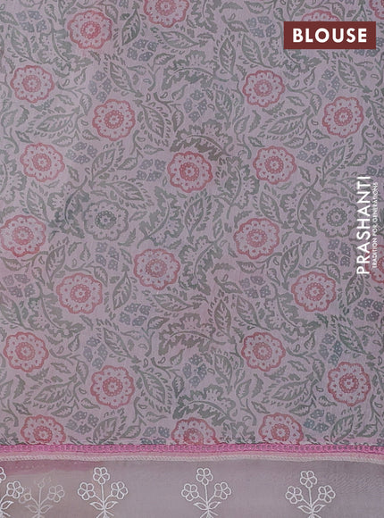 Pastel Pink Mul Cotton - Organza Border