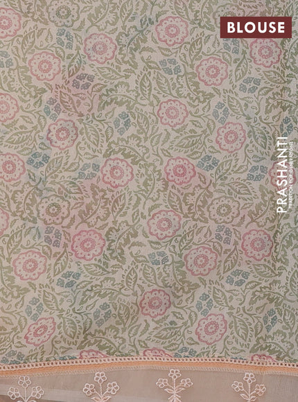 Pale Orange Mul Cotton - Organza Border