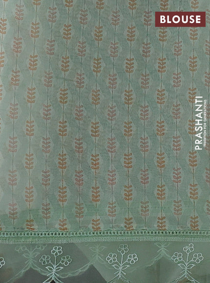 Pista Green Mul Cotton - Organza Border