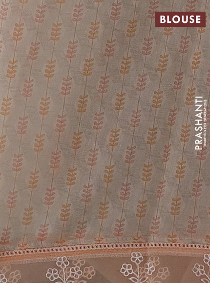 Pale Orange Mul Cotton - Organza Border