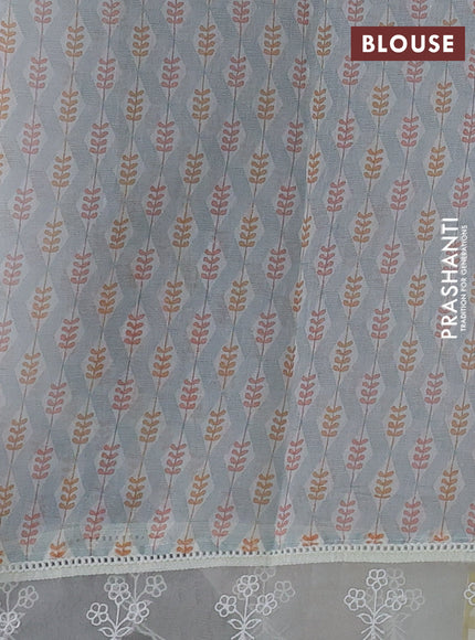 Off White Mul Cotton - Organza Border