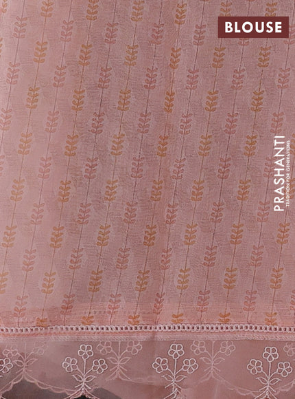 Peach Orange Mul Cotton - Organza Border