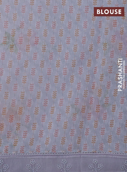 Pastel Grey Mul Cotton - Organza Border