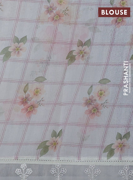 Off White Mul Cotton - Organza Border
