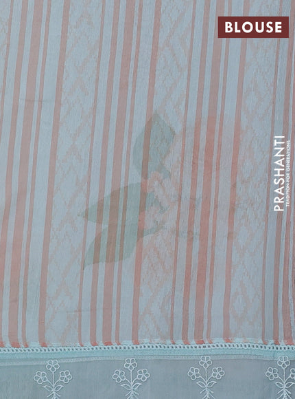 Blue Mul Cotton - Organza Border