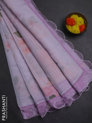 Lavender Mul Cotton - Organza Border