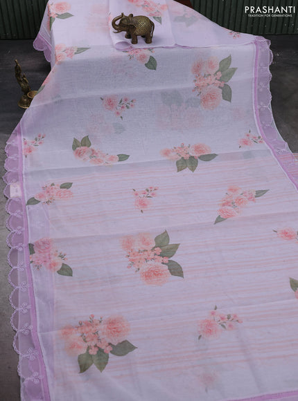 Lavender Mul Cotton - Organza Border