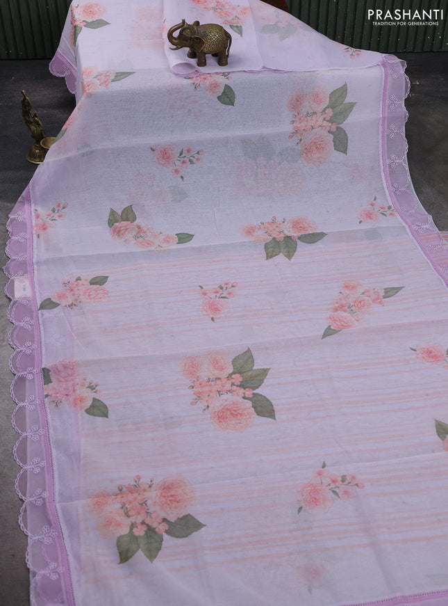 Lavender Mul Cotton - Organza Border