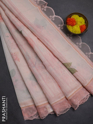 Peach Mul Cotton - Organza Border