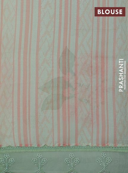 Pista Green Mul Cotton - Organza Border