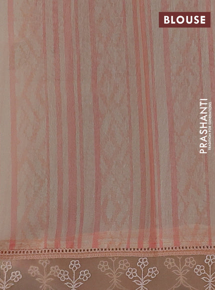 Pale Orange Mul Cotton - Organza Border