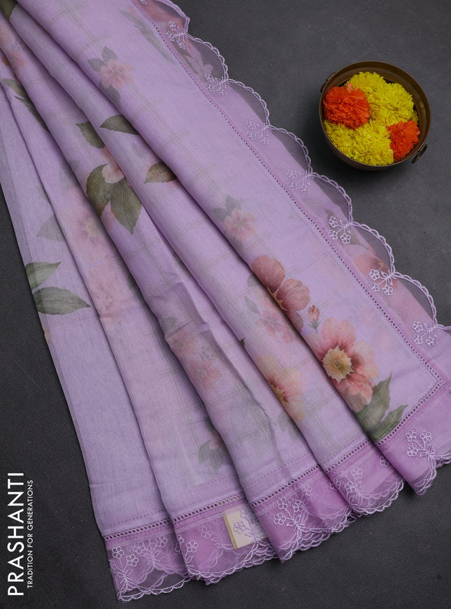 Lavender Mul Cotton - Organza Border