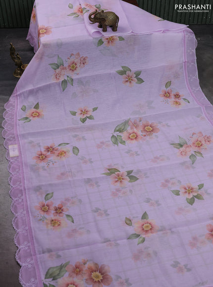 Lavender Mul Cotton - Organza Border
